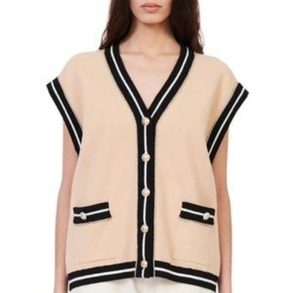 Maje Oversized Rhinestone Sweater Vest - New without tags - Picture 1 of 8